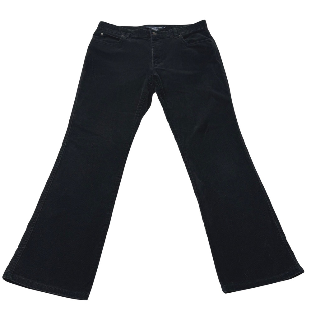 Ralph Lauren Sport Wide Leg Pants Womens 12 Y2K Black Corduroy Stretch Preppy